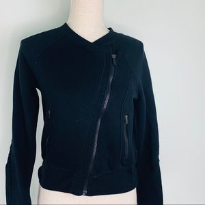 Zella Black Asymmetrical Moto Style Zip Up Sz S